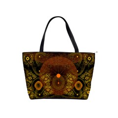 Fractal Yellow Design On Black Shoulder Handbags by Amaryn4rt