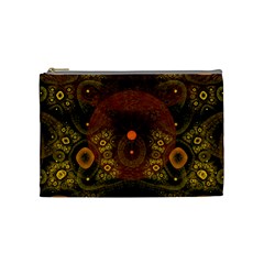 Fractal Yellow Design On Black Cosmetic Bag (medium)  by Amaryn4rt