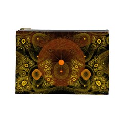 Fractal Yellow Design On Black Cosmetic Bag (large)  by Amaryn4rt