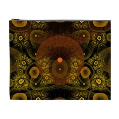 Fractal Yellow Design On Black Cosmetic Bag (xl) by Amaryn4rt