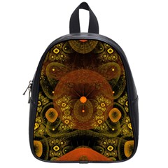 Fractal Yellow Design On Black School Bags (small)  by Amaryn4rt