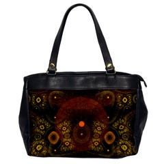 Fractal Yellow Design On Black Office Handbags by Amaryn4rt