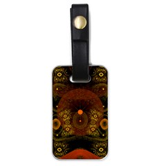 Fractal Yellow Design On Black Luggage Tags (one Side)  by Amaryn4rt