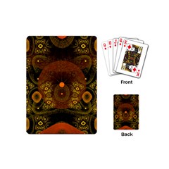 Fractal Yellow Design On Black Playing Cards (mini)  by Amaryn4rt