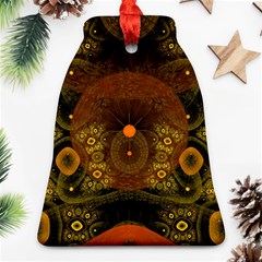 Fractal Yellow Design On Black Bell Ornament (two Sides) by Amaryn4rt