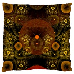 Fractal Yellow Design On Black Large Cushion Case (one Side) by Amaryn4rt