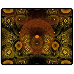 Fractal Yellow Design On Black Double Sided Fleece Blanket (medium)  by Amaryn4rt