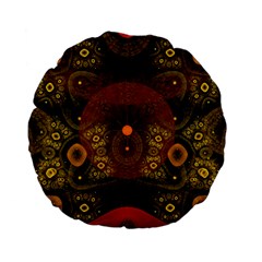 Fractal Yellow Design On Black Standard 15  Premium Flano Round Cushions by Amaryn4rt