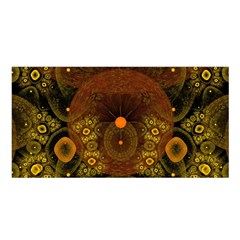 Fractal Yellow Design On Black Satin Shawl by Amaryn4rt