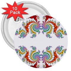 Fractal Kaleidoscope Of A Dragon Head 3  Buttons (10 Pack)  by Amaryn4rt