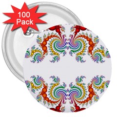 Fractal Kaleidoscope Of A Dragon Head 3  Buttons (100 Pack)  by Amaryn4rt