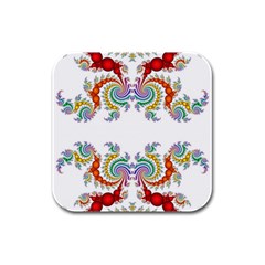 Fractal Kaleidoscope Of A Dragon Head Rubber Square Coaster (4 Pack)  by Amaryn4rt