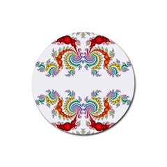 Fractal Kaleidoscope Of A Dragon Head Rubber Round Coaster (4 Pack)  by Amaryn4rt