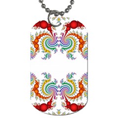 Fractal Kaleidoscope Of A Dragon Head Dog Tag (one Side) by Amaryn4rt