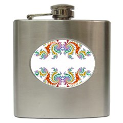 Fractal Kaleidoscope Of A Dragon Head Hip Flask (6 Oz) by Amaryn4rt