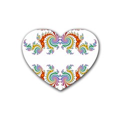 Fractal Kaleidoscope Of A Dragon Head Rubber Coaster (heart)  by Amaryn4rt