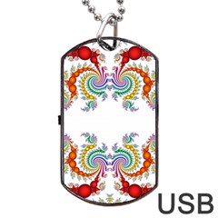 Fractal Kaleidoscope Of A Dragon Head Dog Tag Usb Flash (one Side) by Amaryn4rt