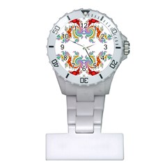 Fractal Kaleidoscope Of A Dragon Head Plastic Nurses Watch by Amaryn4rt