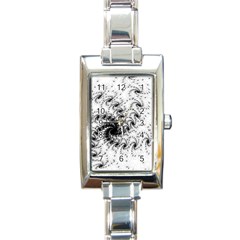 Fractal Black Spiral On White Rectangle Italian Charm Watch by Amaryn4rt