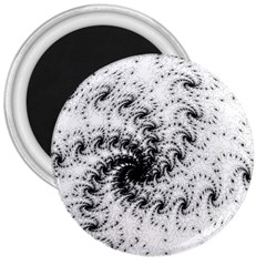 Fractal Black Spiral On White 3  Magnets by Amaryn4rt