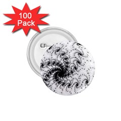 Fractal Black Spiral On White 1 75  Buttons (100 Pack)  by Amaryn4rt