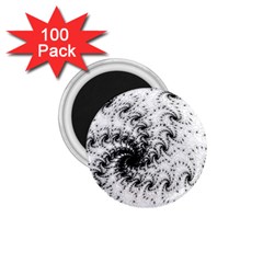 Fractal Black Spiral On White 1 75  Magnets (100 Pack)  by Amaryn4rt