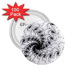 Fractal Black Spiral On White 2 25  Buttons (100 Pack)  by Amaryn4rt