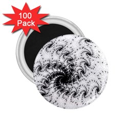 Fractal Black Spiral On White 2 25  Magnets (100 Pack)  by Amaryn4rt