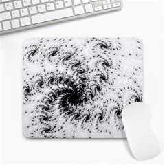 Fractal Black Spiral On White Large Mousepads by Amaryn4rt