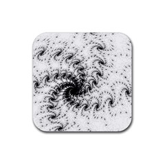 Fractal Black Spiral On White Rubber Coaster (square)  by Amaryn4rt