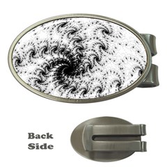 Fractal Black Spiral On White Money Clips (oval) 