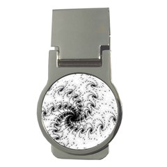 Fractal Black Spiral On White Money Clips (round)  by Amaryn4rt