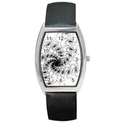 Fractal Black Spiral On White Barrel Style Metal Watch by Amaryn4rt