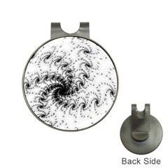 Fractal Black Spiral On White Hat Clips With Golf Markers by Amaryn4rt