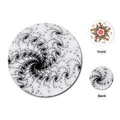 Fractal Black Spiral On White Playing Cards (round)  by Amaryn4rt