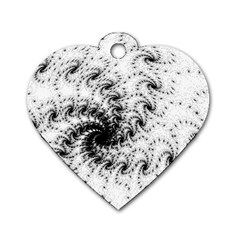 Fractal Black Spiral On White Dog Tag Heart (two Sides) by Amaryn4rt