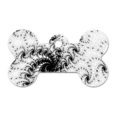 Fractal Black Spiral On White Dog Tag Bone (one Side) by Amaryn4rt