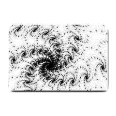 Fractal Black Spiral On White Small Doormat  by Amaryn4rt