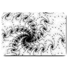 Fractal Black Spiral On White Large Doormat  by Amaryn4rt