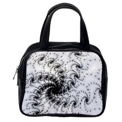 Fractal Black Spiral On White Classic Handbags (one Side) by Amaryn4rt