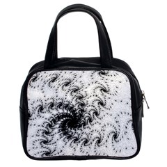 Fractal Black Spiral On White Classic Handbags (2 Sides) by Amaryn4rt