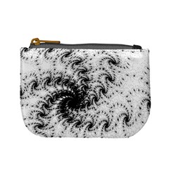 Fractal Black Spiral On White Mini Coin Purses by Amaryn4rt