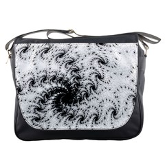 Fractal Black Spiral On White Messenger Bags by Amaryn4rt