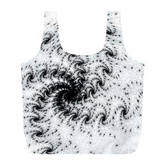 Fractal Black Spiral On White Full Print Recycle Bags (l)  by Amaryn4rt