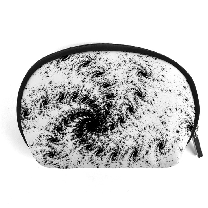 Fractal Black Spiral On White Accessory Pouches (Large) 