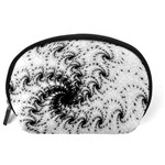 Fractal Black Spiral On White Accessory Pouches (Large)  Back