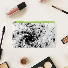 Fractal Black Spiral On White Cosmetic Bag (xs) by Amaryn4rt