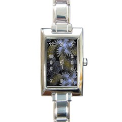 Fractal Wallpaper With Blue Flowers Rectangle Italian Charm Watch by Amaryn4rt