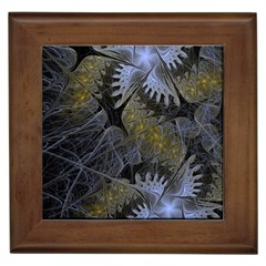 Fractal Wallpaper With Blue Flowers Framed Tiles by Amaryn4rt