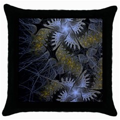 Fractal Wallpaper With Blue Flowers Throw Pillow Case (black) by Amaryn4rt